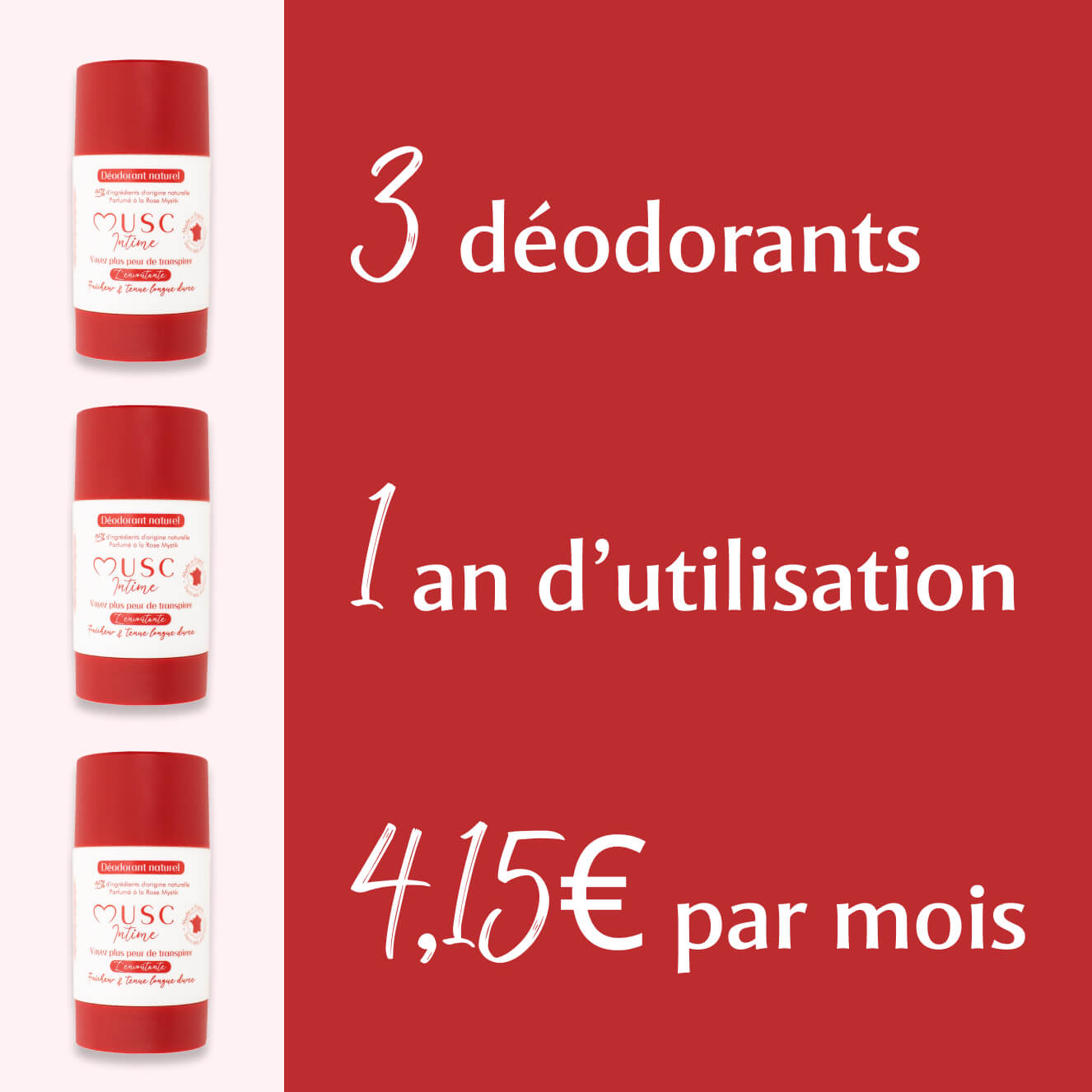Lot de 2 déodorants naturels à la Rose Mystik