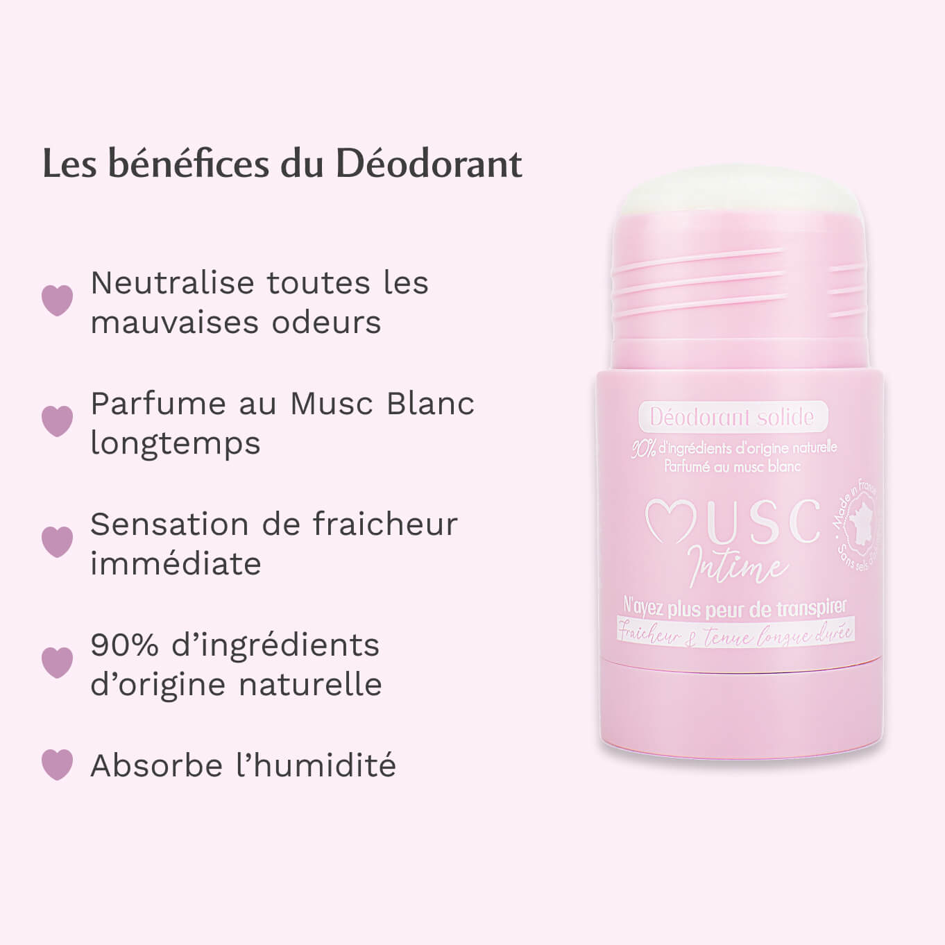 Lot de 3 déodorants naturels au Musc Blanc