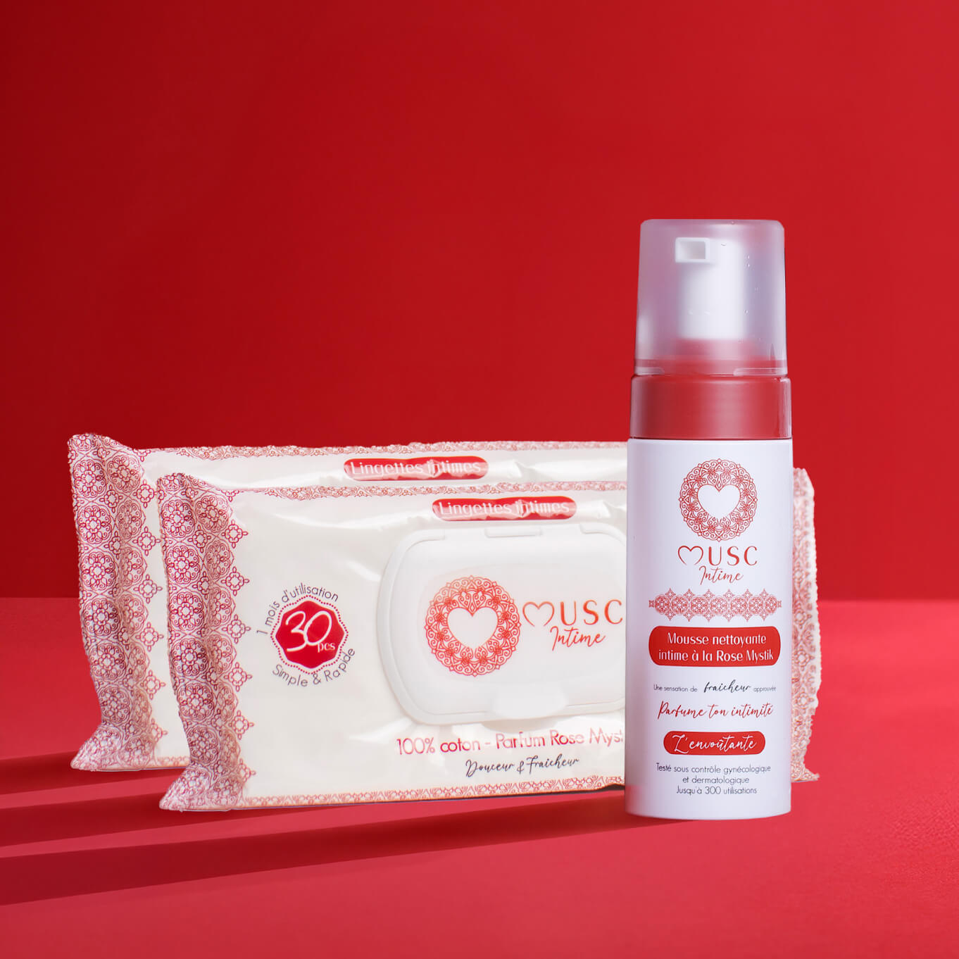 Lot de 2 paquets de lingettes nettoyantes et Mousse nettoyante à la rose Mystik