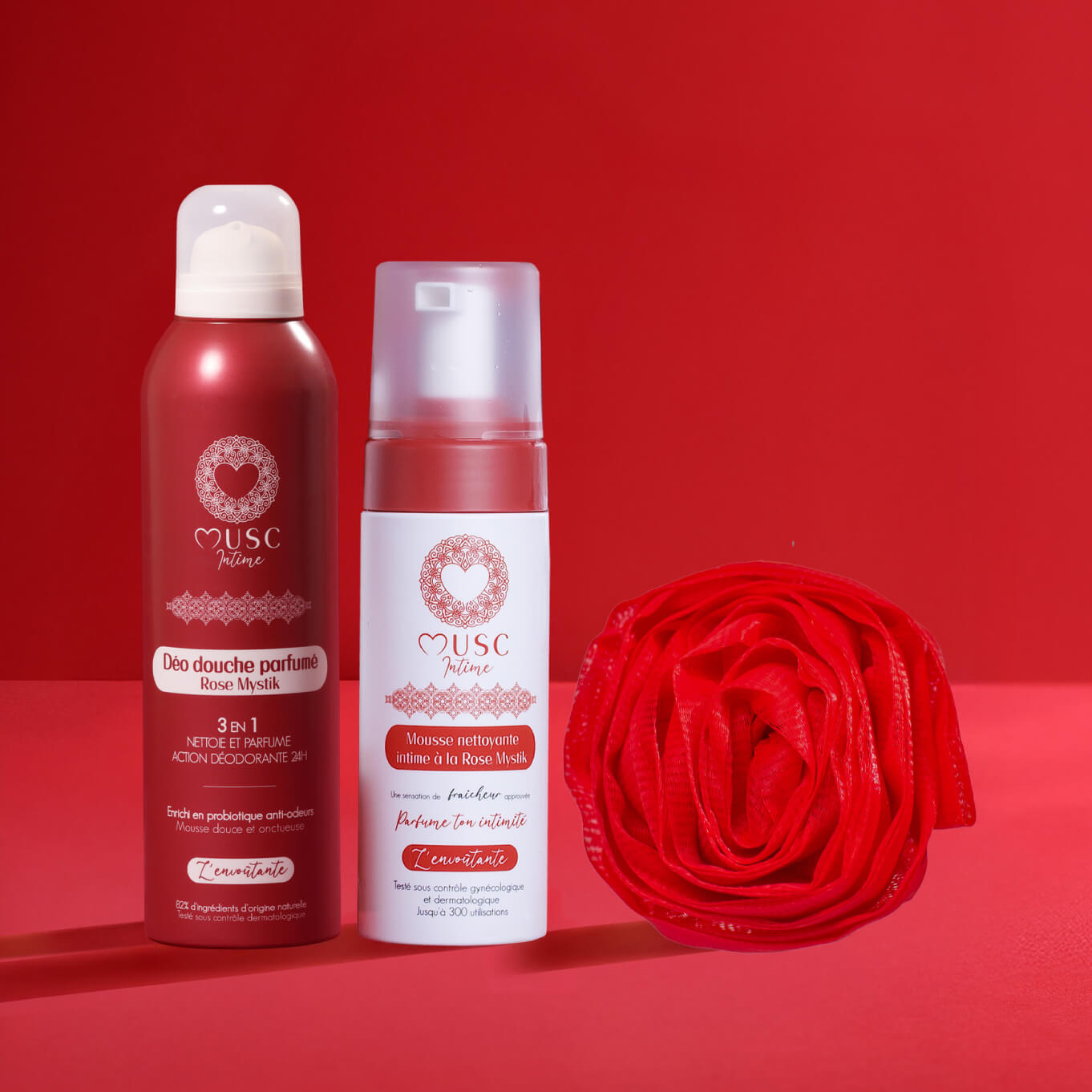 Déo douche, Mousse nettoyante et Fleur de douche - Rose Mystik