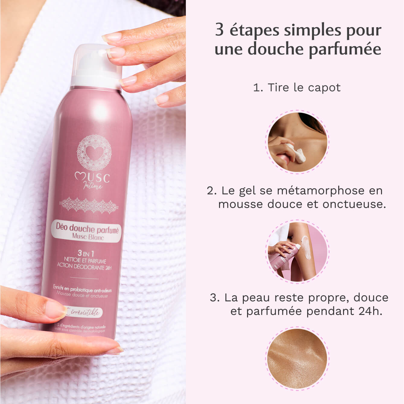 Déo douche parfumé au Musc Blanc