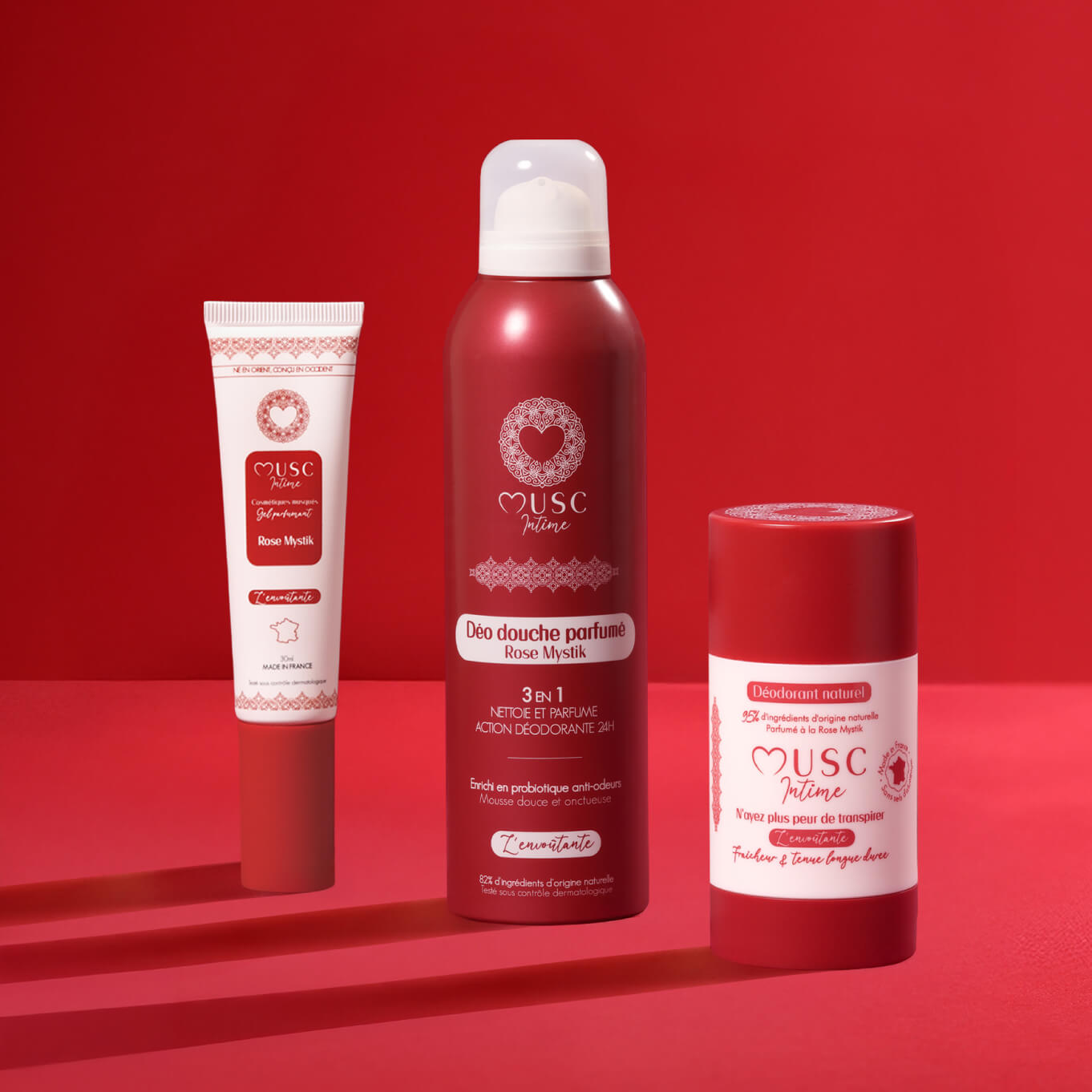 Gel parfumant, déo douche et déodorant naturel  à la Rose Mystik