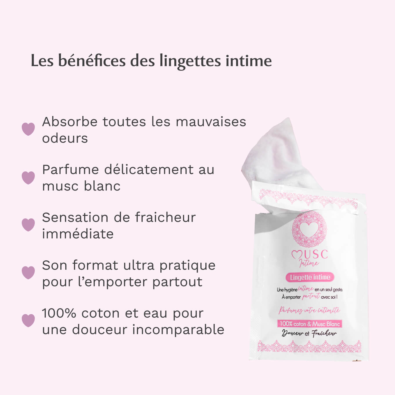 Lingettes toilette intime au Musc Blanc - Boite de 30pcs