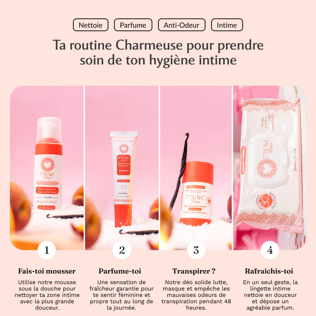 Lingettes toilette intime - Paquet de 30 à la Hot Peach - La Charmeuse