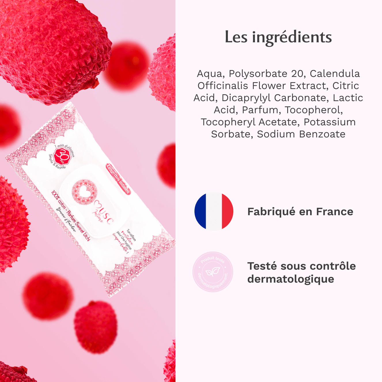 Lingettes toilette intime au Sweet Litchi - La Délicieuse x30