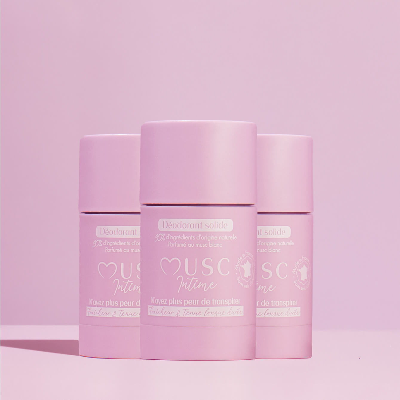 Lot de 3 déodorants naturels au Musc Blanc